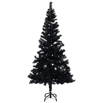 vidaXL Künstlicher Weihnachtsbaum Künstlicher Weihnachtsbaum mit LEDs Kugeln Schwarz 210cm PVC