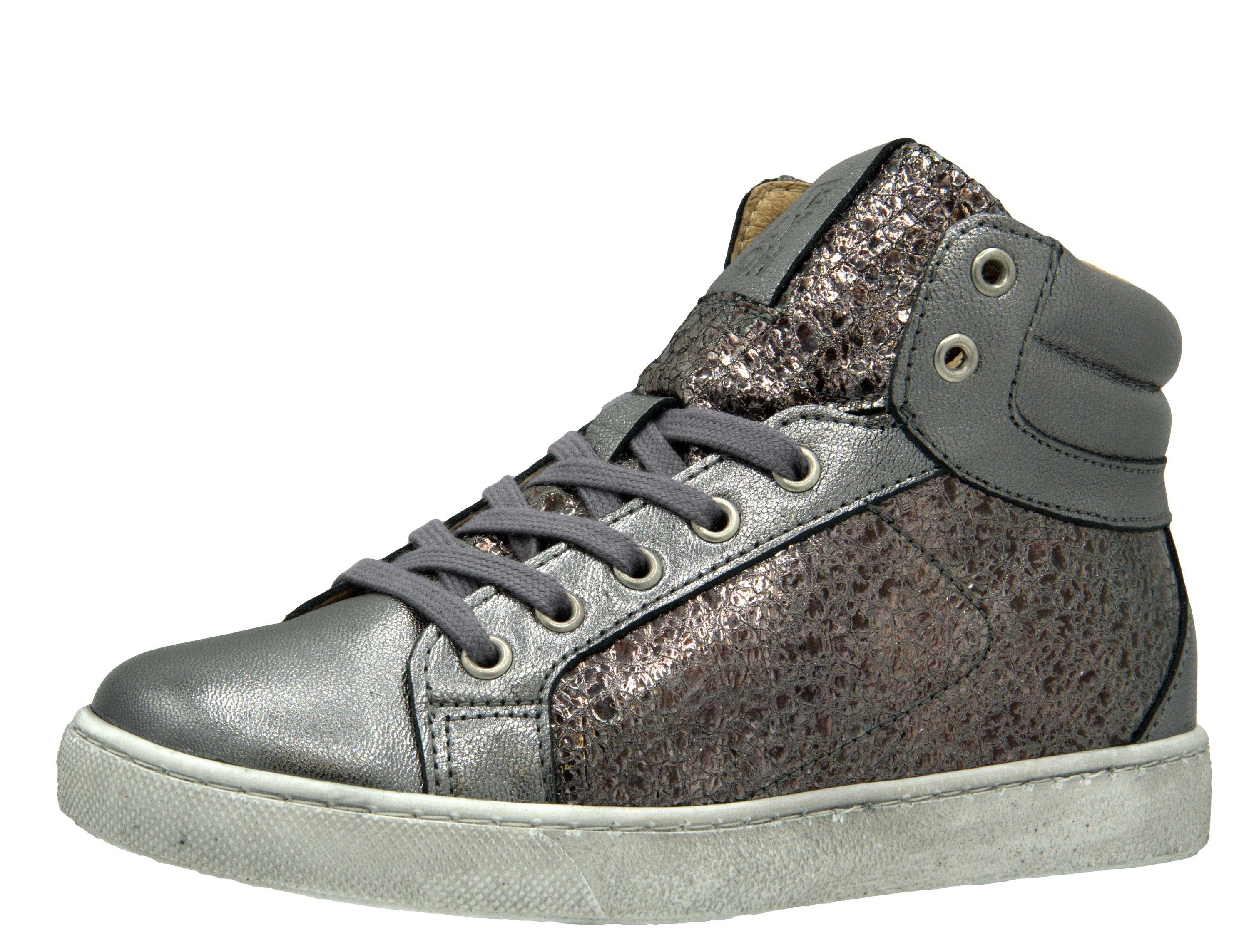 Telyoh Hohe Sneaker Mädchen Halbschuh Y00862 Leder Silber Sneaker