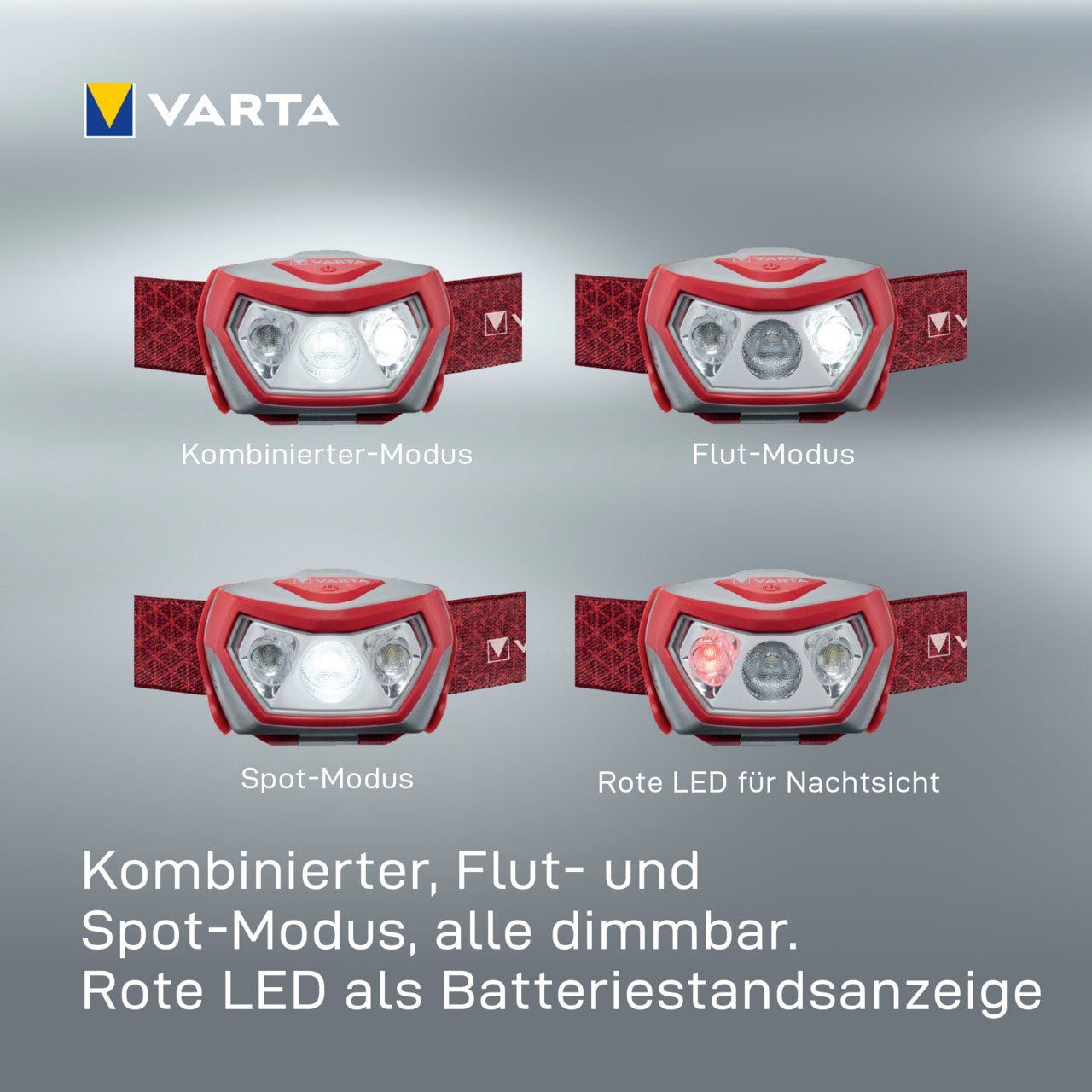 H20 Outdoor VARTA inkl. 3xAAA Pro VARTA Kopflampe Sports Batterien