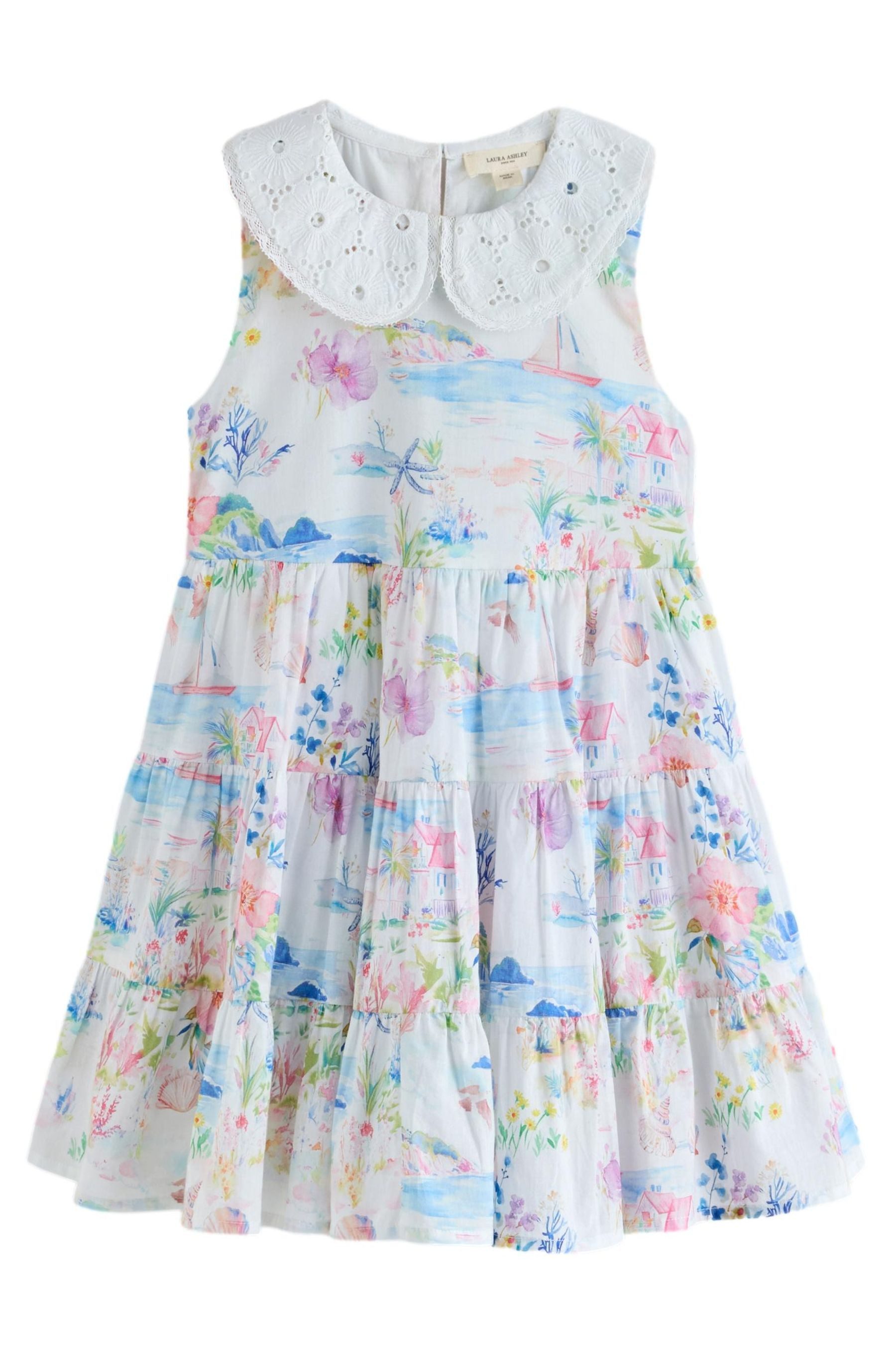 Tüllkleid Laura Ashley Gestuftes Kleid mit Bubikragen