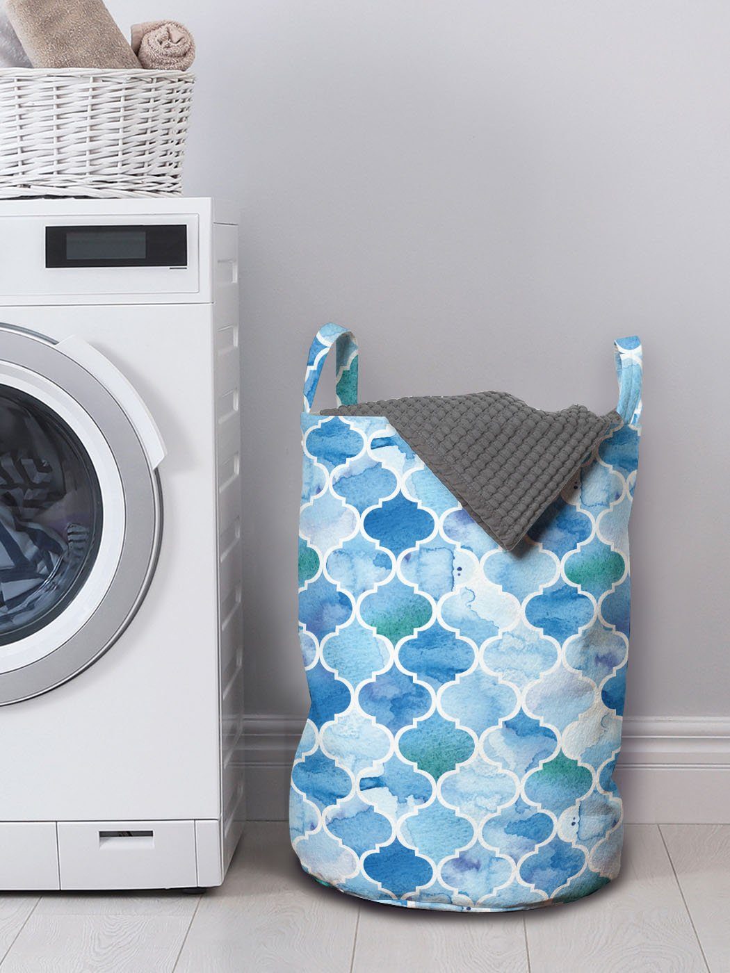 Abakuhaus Wäschesäckchen Wäschekorb mit Griffen marokkanisch Mosaik-Muster Kordelzugverschluss Waschsalons, für