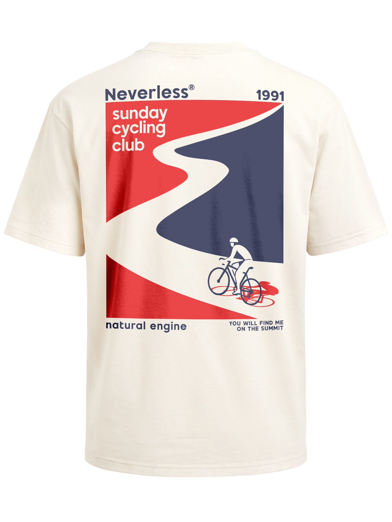 Neverless Oversize-Shirt Herren T-Shirt - Sunday Cycling Club - Oversized Relaxed Fit Sommer mit Print