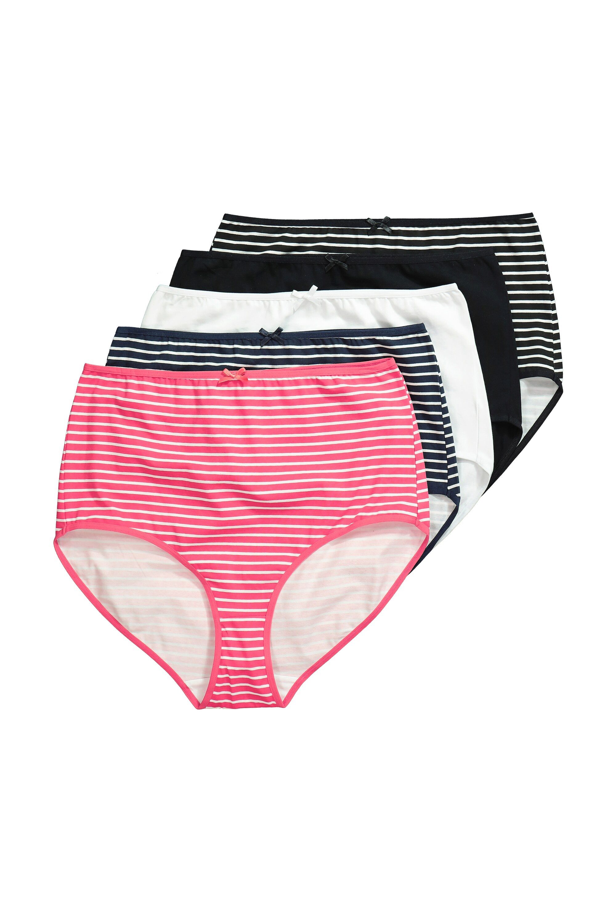 Ulla Popken Maxislip Maxislips 5er-Pack Ringel/einfarbig High Waist