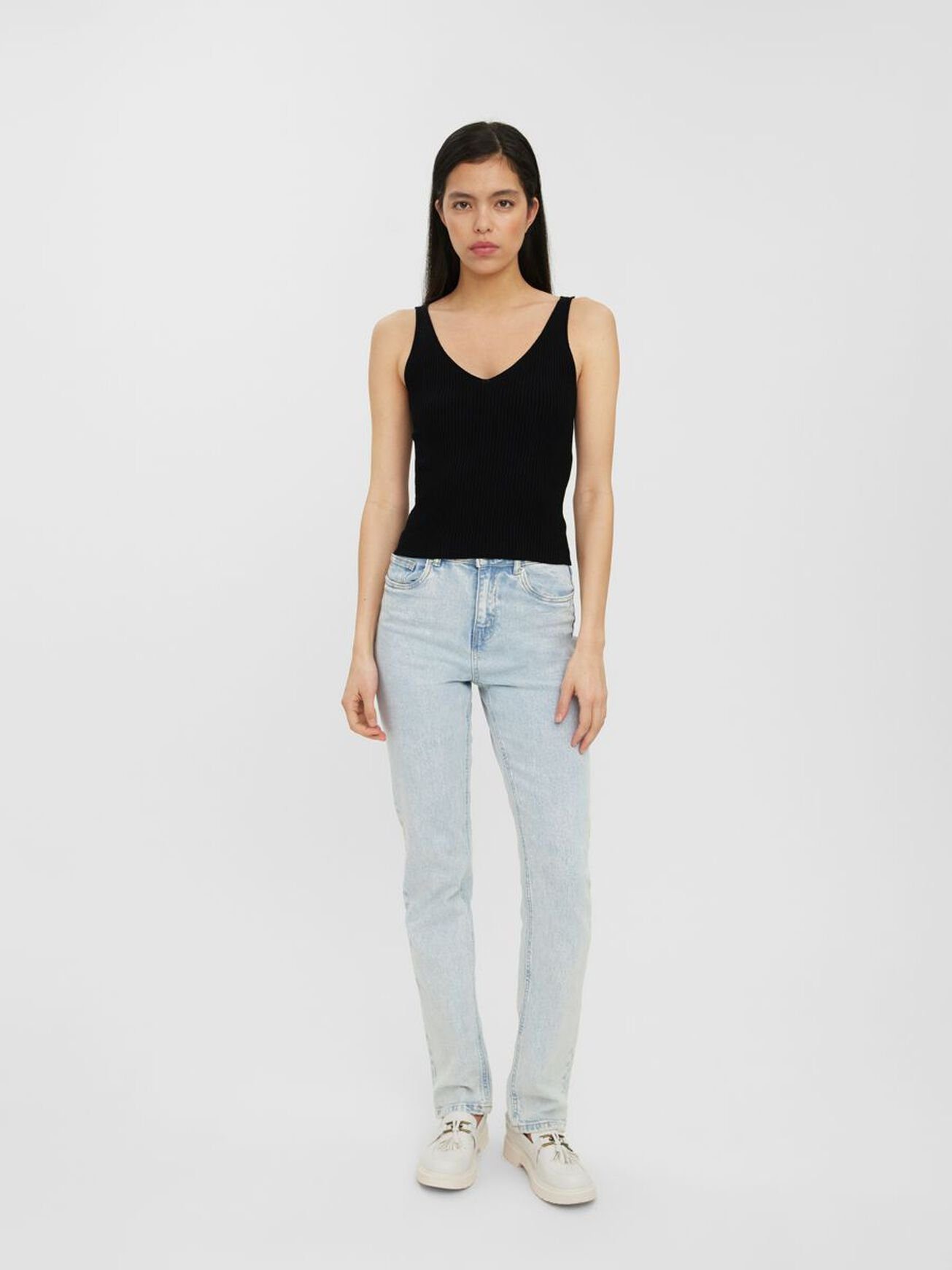 Vero Moda Shirttop Einfarbig Gerippt Struktur günstig online kaufen
