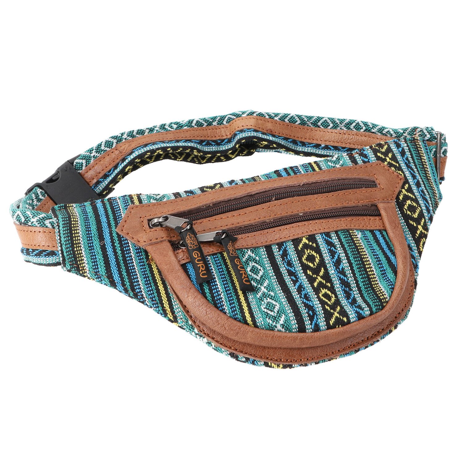 Guru-Shop Gürteltasche Ethno Sidebag mit Leder, Nepal Gürteltasche,..