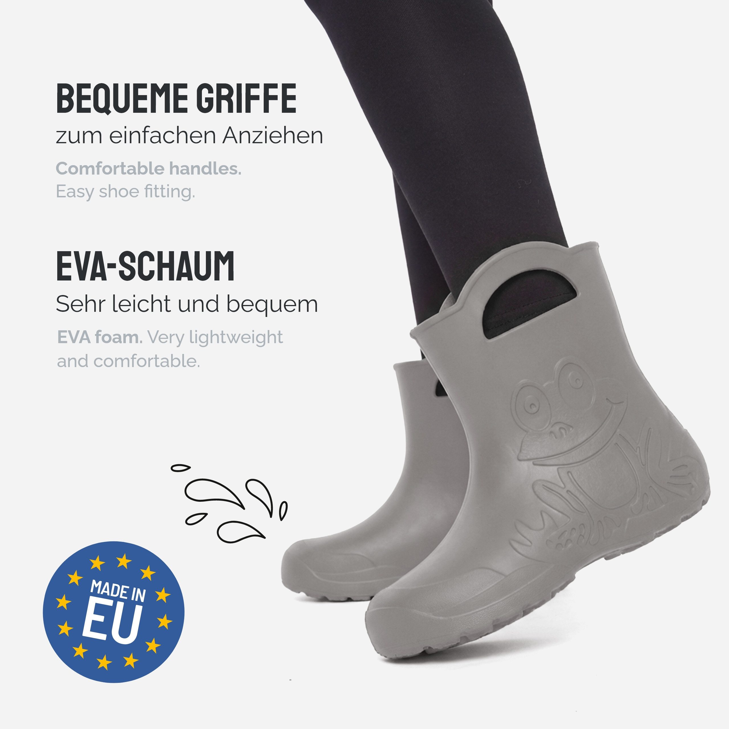 Ladeheid EVA Regenschuhe für Frauen LA-CA-09 Gummistiefel Damen federleichte Gartenschuhe mit Griffen