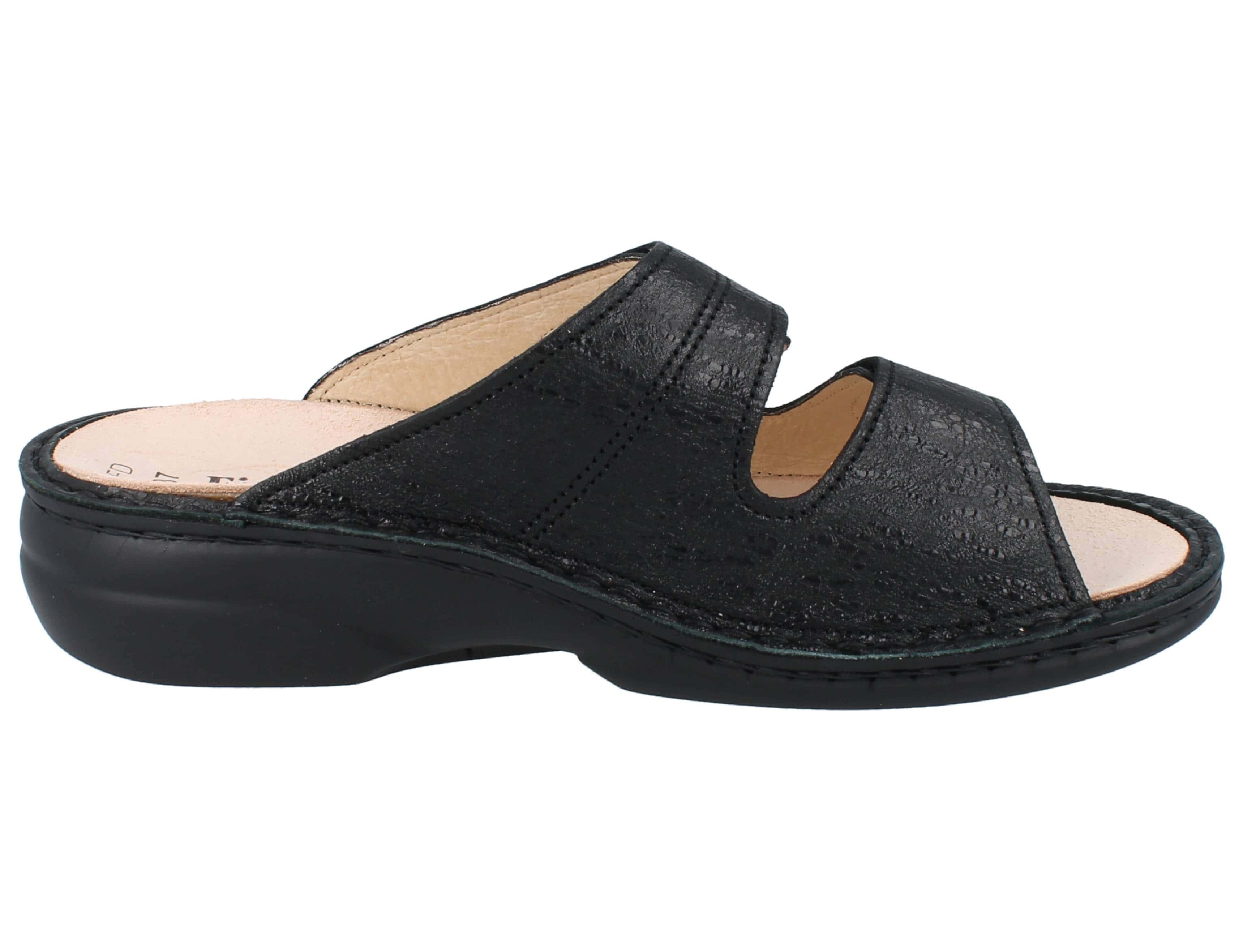 Finn Comfort FINN COMFORT Sansibar Damen Pantolette schwarz black geprägtes Pantolette Wechselfußbett