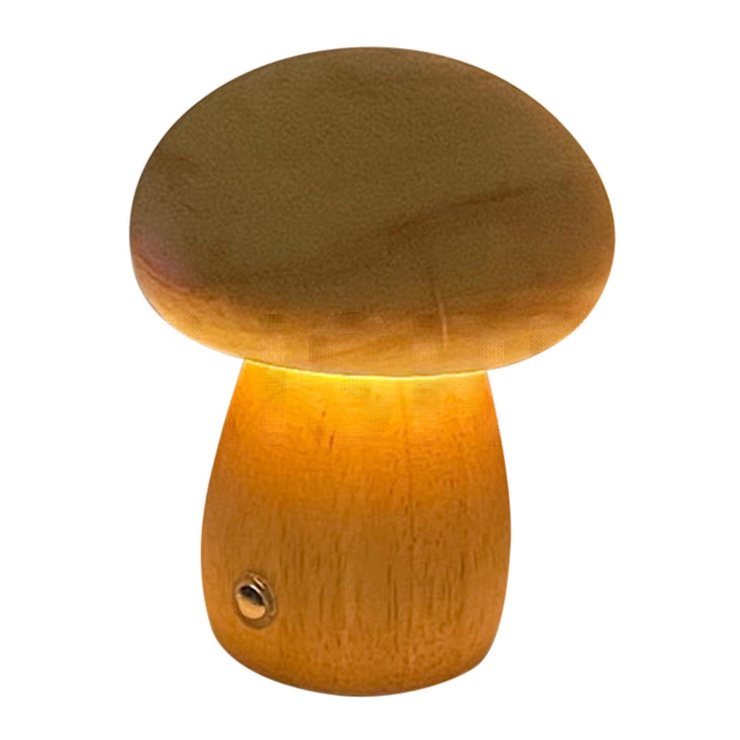 MAGICSHE LED Nachtlicht aus Holz Pilzlampe USB-Aufladung kabellos, LED fest integriert Stammholz