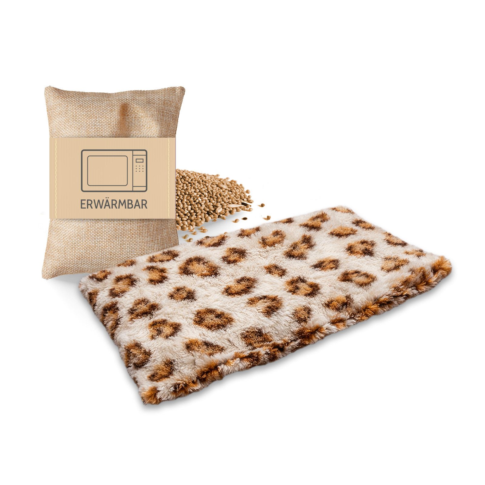Habibi Plush Wärmekissen Wärmekissen Habibi Plush Premium Körnerkissen creme gefleckt, (Wärmekissen mit herausnehmbarer Füllung)