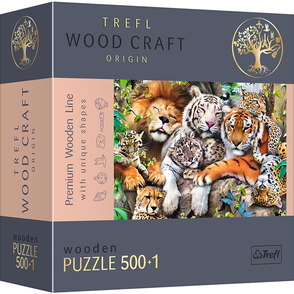 Trefl Puzzle 20152 Wood Craft Robinson Wildkatzen im Dschungel, 500 Puzzleteile, Made in Europe