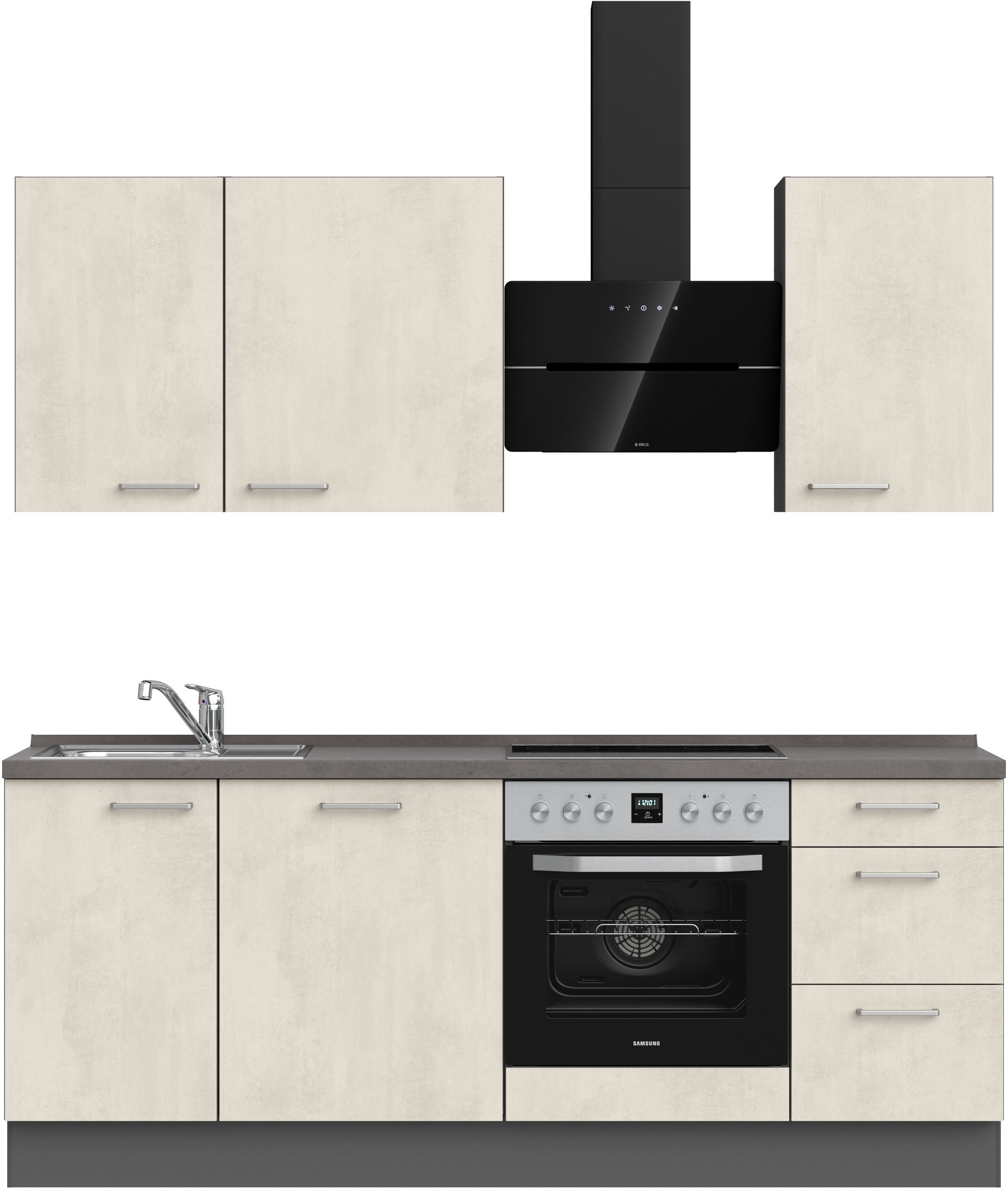 nobilia® Küchenzeile "Riva premium", vormontiert, Ausrichtung wählbar, Breite 210 cm, ohne E-Geräte