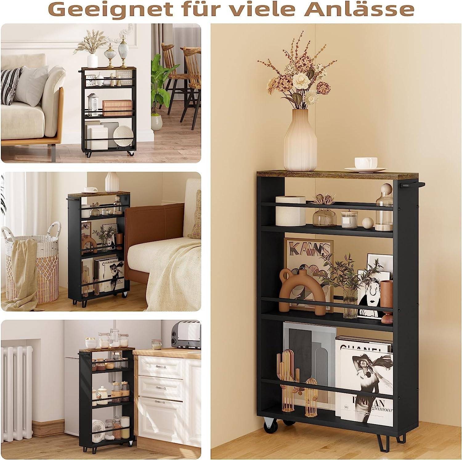 Woltu Küchenwagen, (1 St), mit 3 Ebenen, mit Rollen, mit Griff und Bremsen