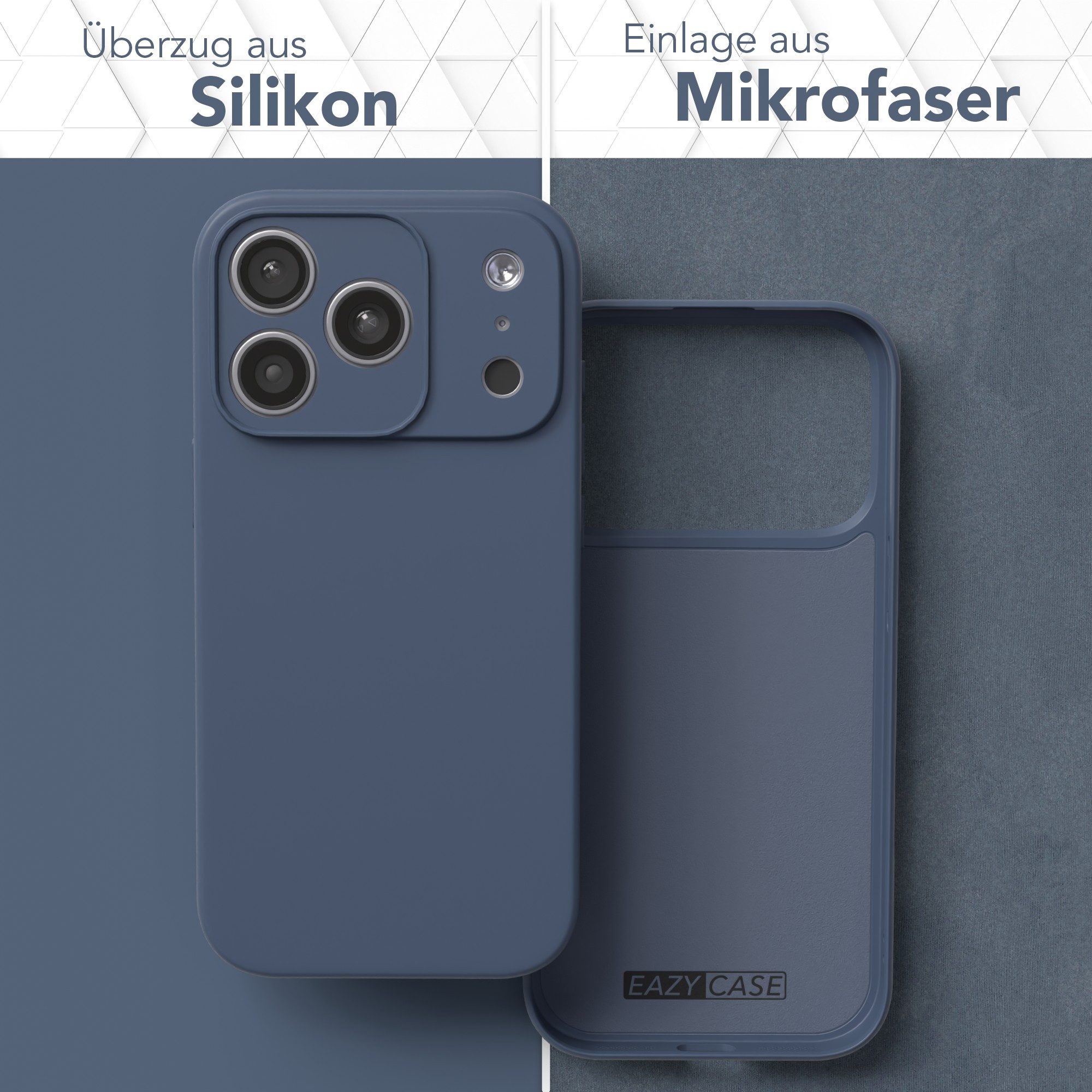 EAZY CASE Handyhülle für Apple iPhone 17 Pro Hülle Silikon 6,3 Zoll, Handy Softcase mattierte Silikonhülle Back Cover Soft Blau / Petrol