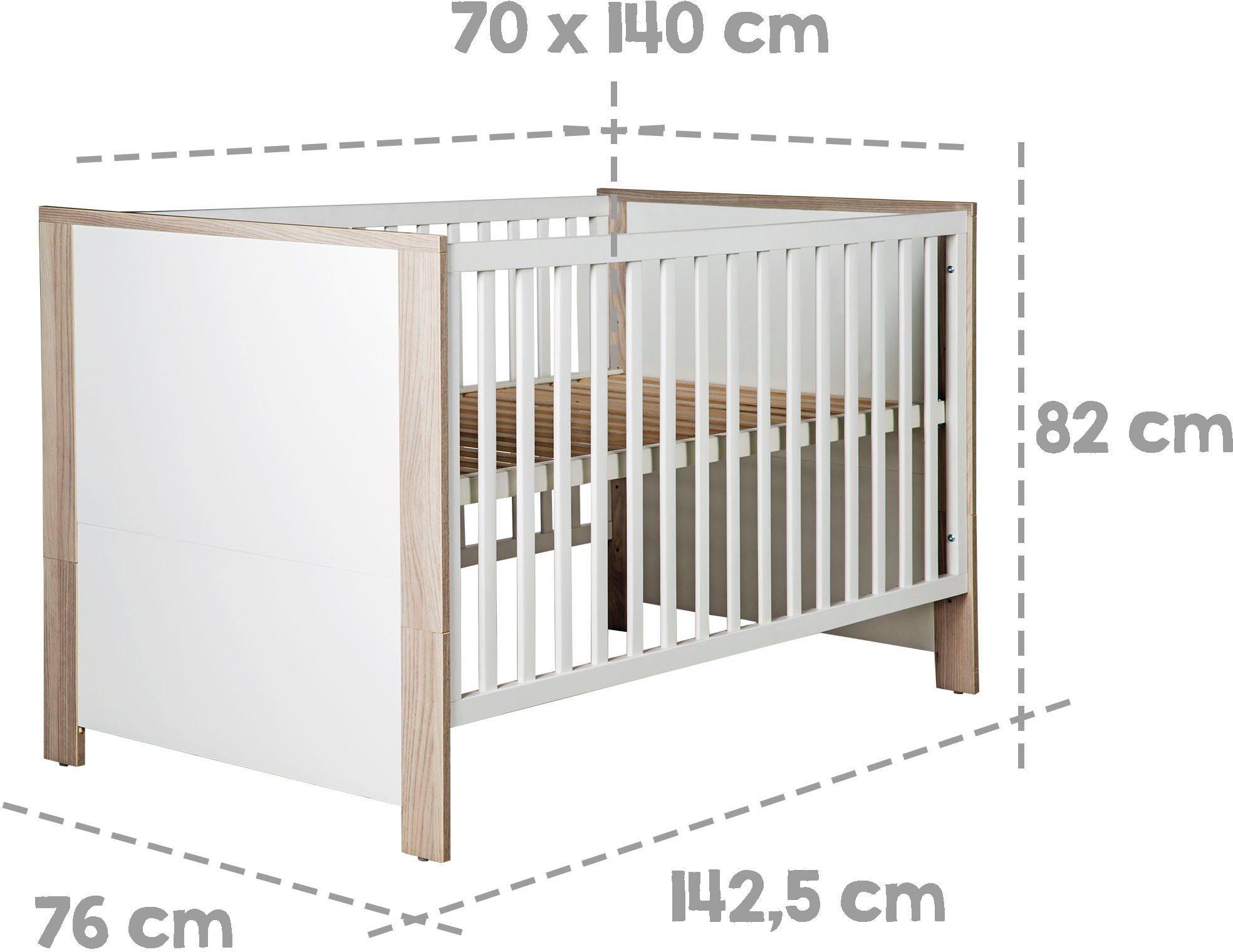 roba® (Spar-Set, Made Kinderbett Wickelkommode), mit Kinderbett, & Europe Babymöbel-Set in 2-St., Olaf, Wickelkommode;