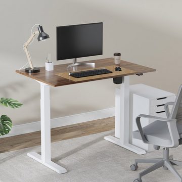 Maclean Schreibtisch ER-403, Sitz-Steh-Schreibtisch Tischgestell Weiß/Schwarz/Grau