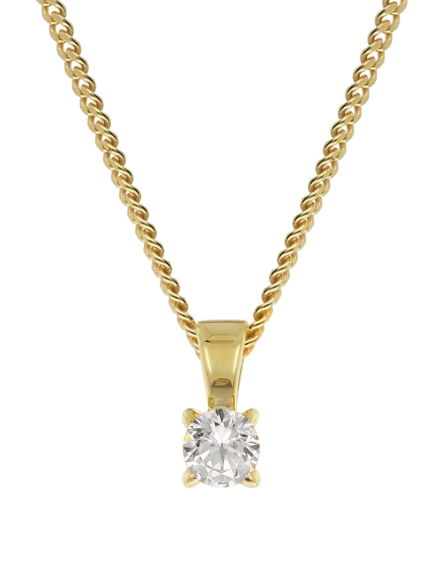 Glizz Panzerkette Lab Grown Diamant Anhänger 0,25 ct GG 333 an Silberkette