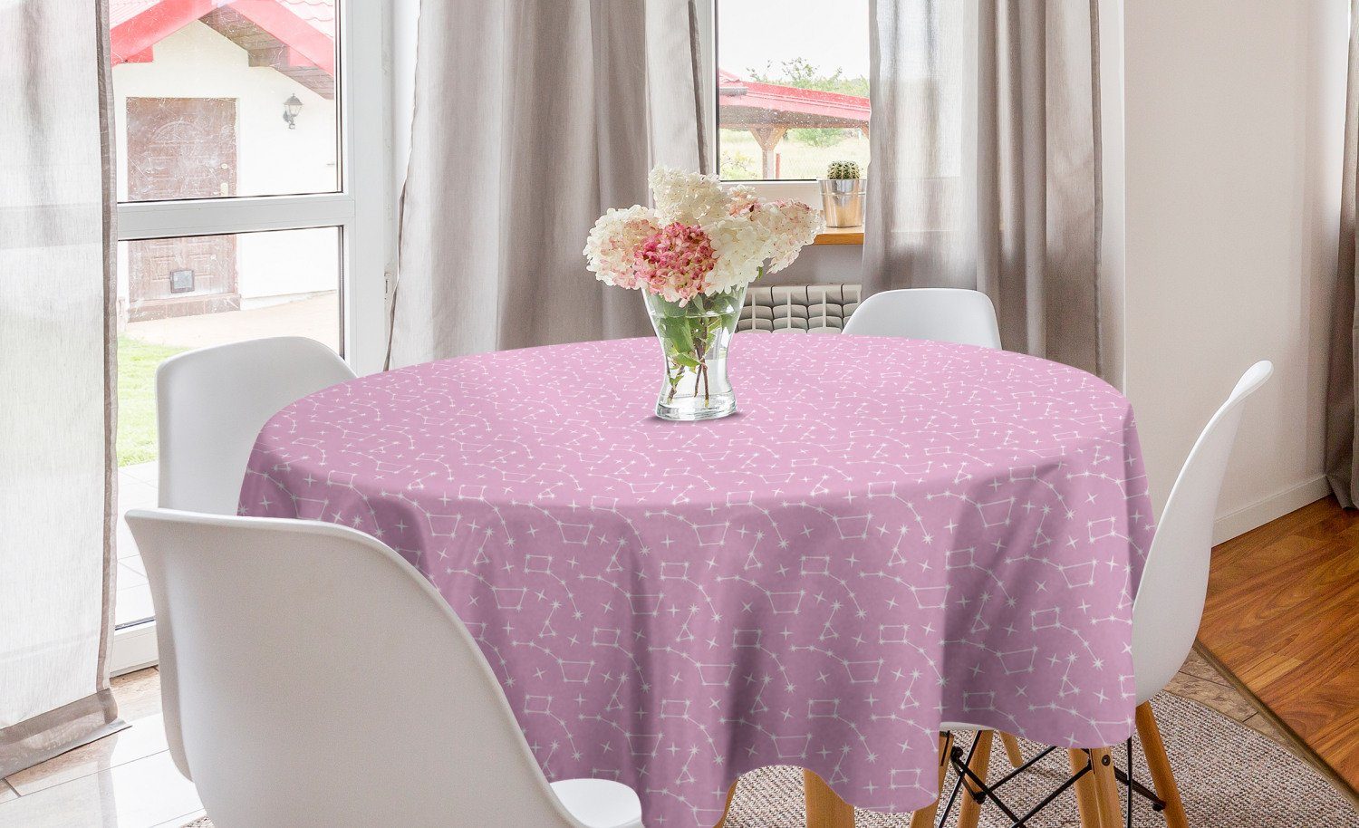 Dekoration, Sterne Abdeckung Küche Zurück Pink Kreis Tischdecke Esszimmer auf Tischdecke Abakuhaus Constellations für