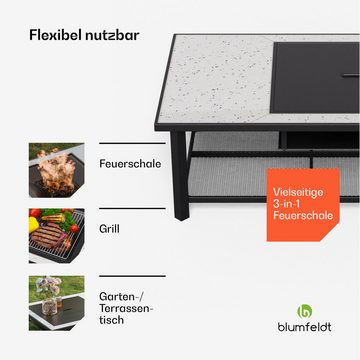 blumfeldt Feuerschale Merano Rectangular L, (Set, Set), Garten Grill Tisch Funkenschutz Feuerkorb Feuerstelle Outdoor