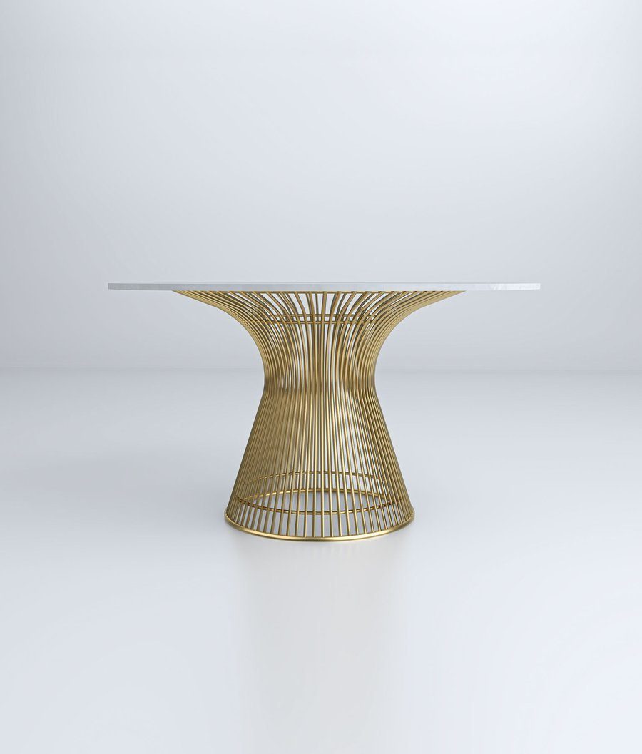 D'arte Stone Esstisch ORLEY mit runder goldenem Marmor-Esstisch Netzgestell