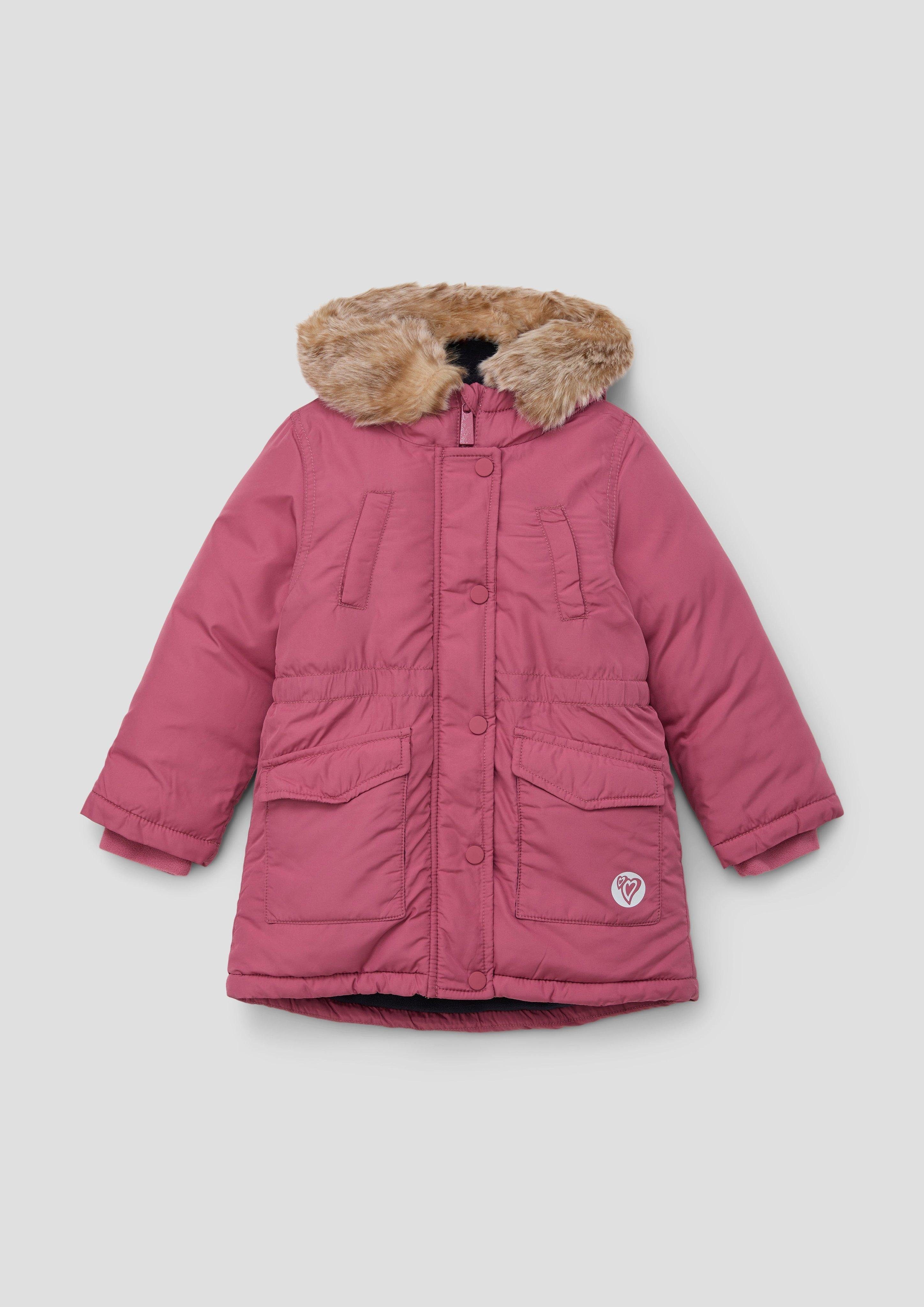 s.Oliver Funktionsmantel Outdoor-Mantel mit abnehmbarer Kapuze Logo pink