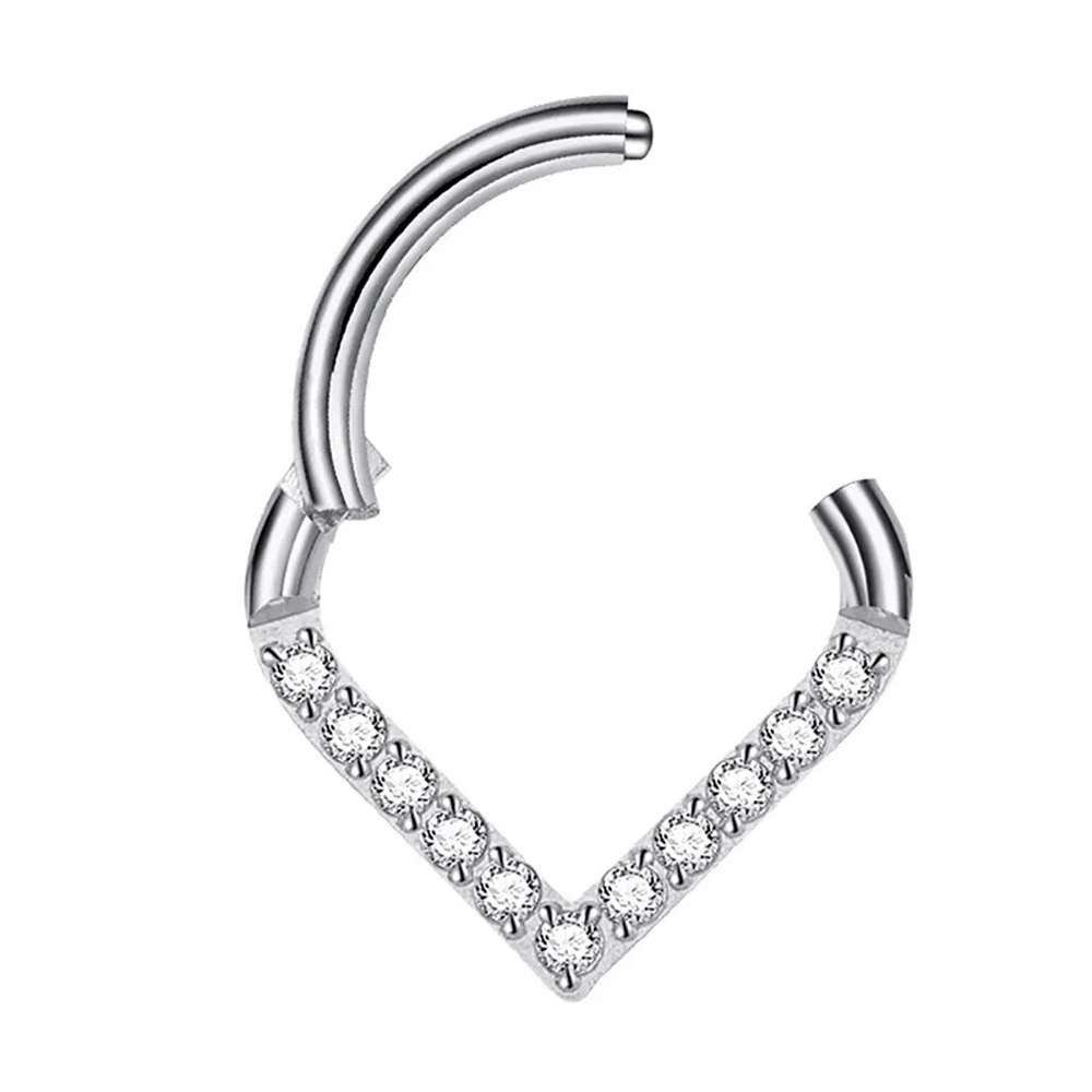 Taffstyle Nasenpiercing Titan G23 Septum Piercing Clicker Tragus Helix Tropfen Träne Kristalle (Eleganter Universal Clicker aus Titan G23 mit Glitzersteinen für das Ohr & Nase)