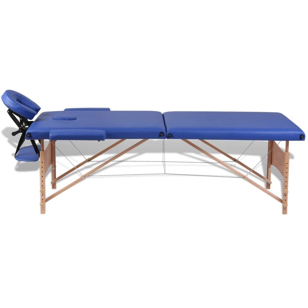 vidaXL Massageliege Massageliege Klappbar 2-Zonen Holzgestell mit Blau