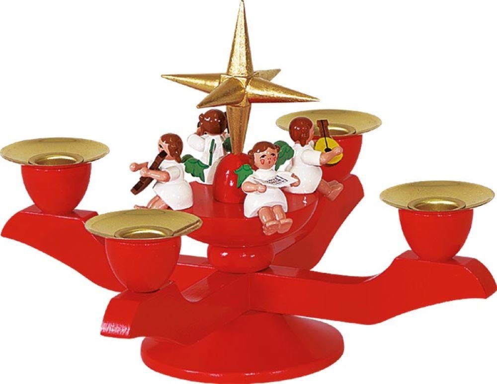 Richard Glaesser Рождественский подсвечник klein rot, Höhe 12 cm / Breite 15 cm, Handwerkskunst aus dem Erzgebirge