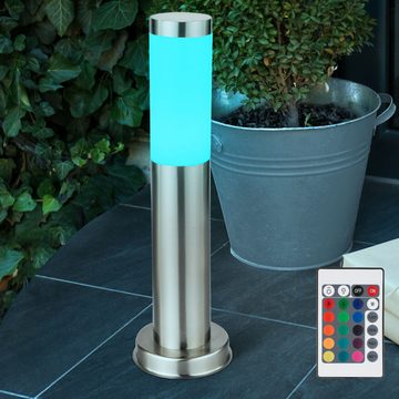 etc-shop LED Außen-Stehlampe, Leuchtmittel inklusive, Warmweiß, Farbwechsel, 4x Außen Stehlampen Garten Wegelampe Edelstahl Sockelleuchte