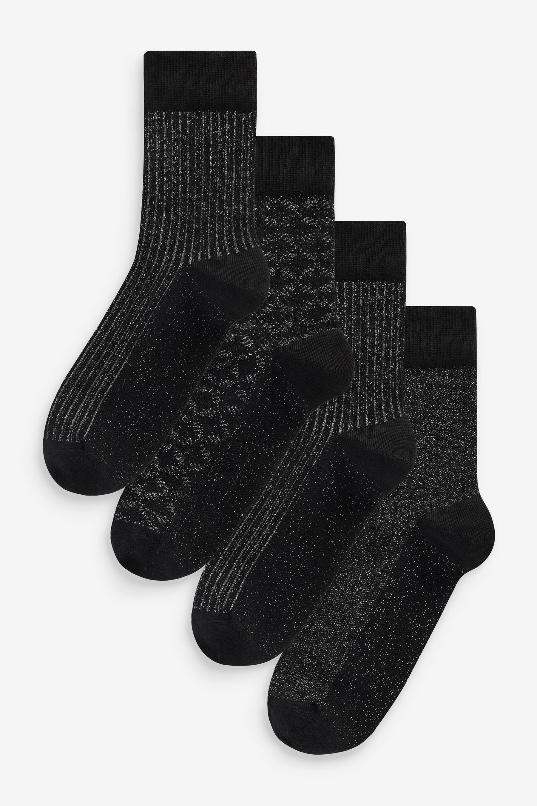 Next Kurzsocken 4 x Socken Metallicfaser (1-Paar) Animal-Print und mit