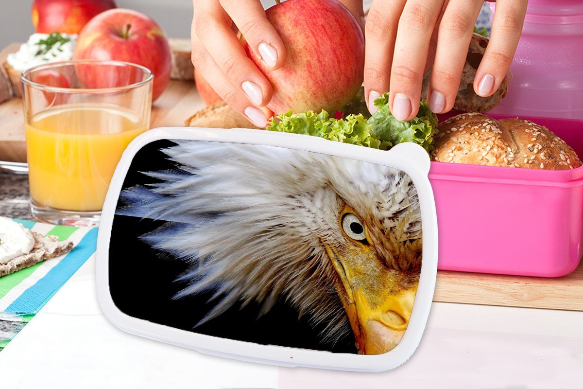 Kunststoff (2-tlg), Erwachsene, MuchoWow - Mädchen, Schnabel, Auge Brotdose Vogel rosa Brotbox Kunststoff, für Lunchbox Snackbox, Kinder, -