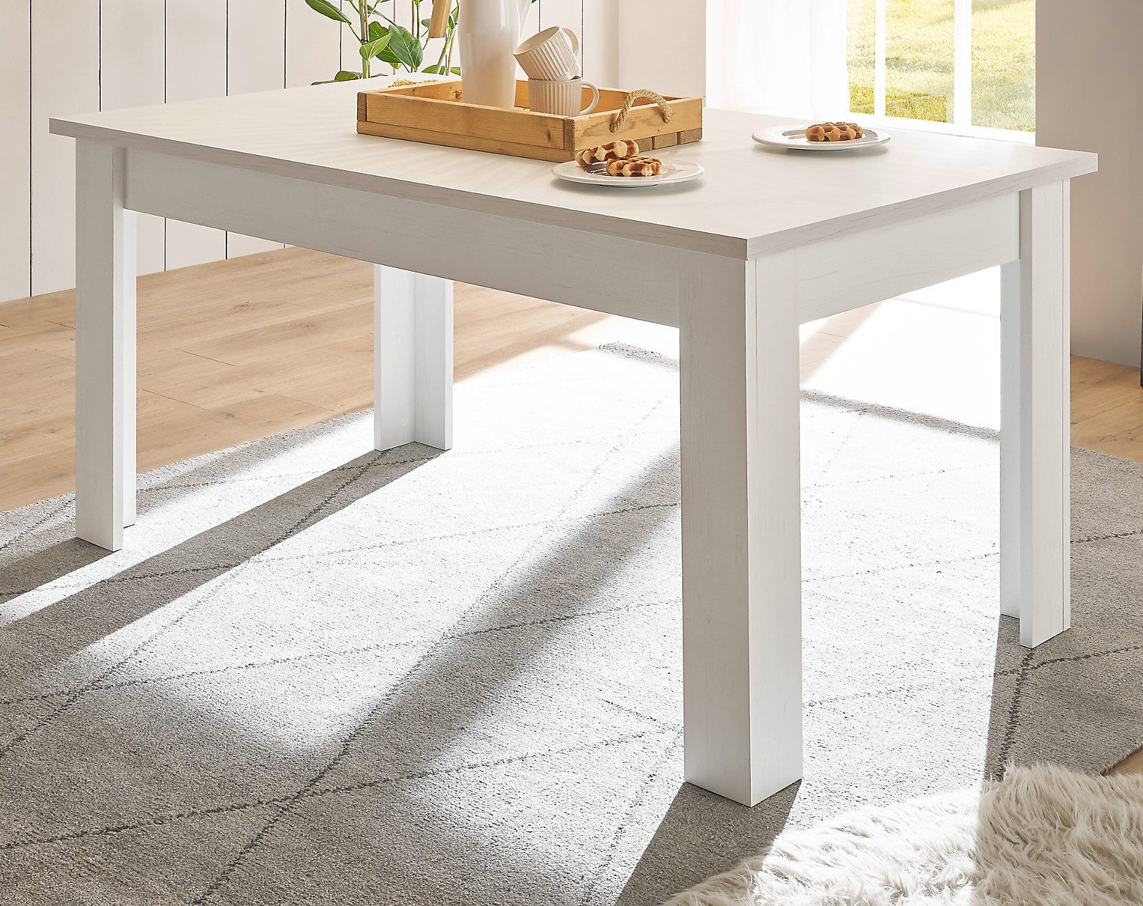 Furn.Design Esstisch Fiastra (Küchentisch in Pinie weiß, 160 x 90 cm), bis günstig online kaufen