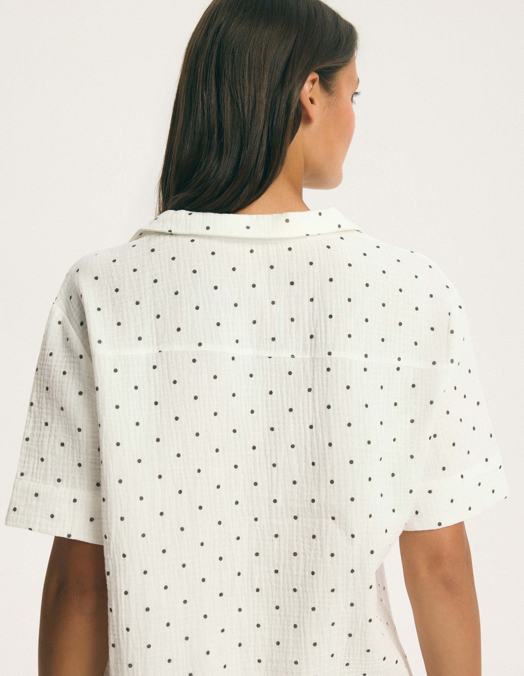 ESOTIQ Blusenshirt Musselin-Hemdbluse mit Kurzarm und Knopfleiste, Garden