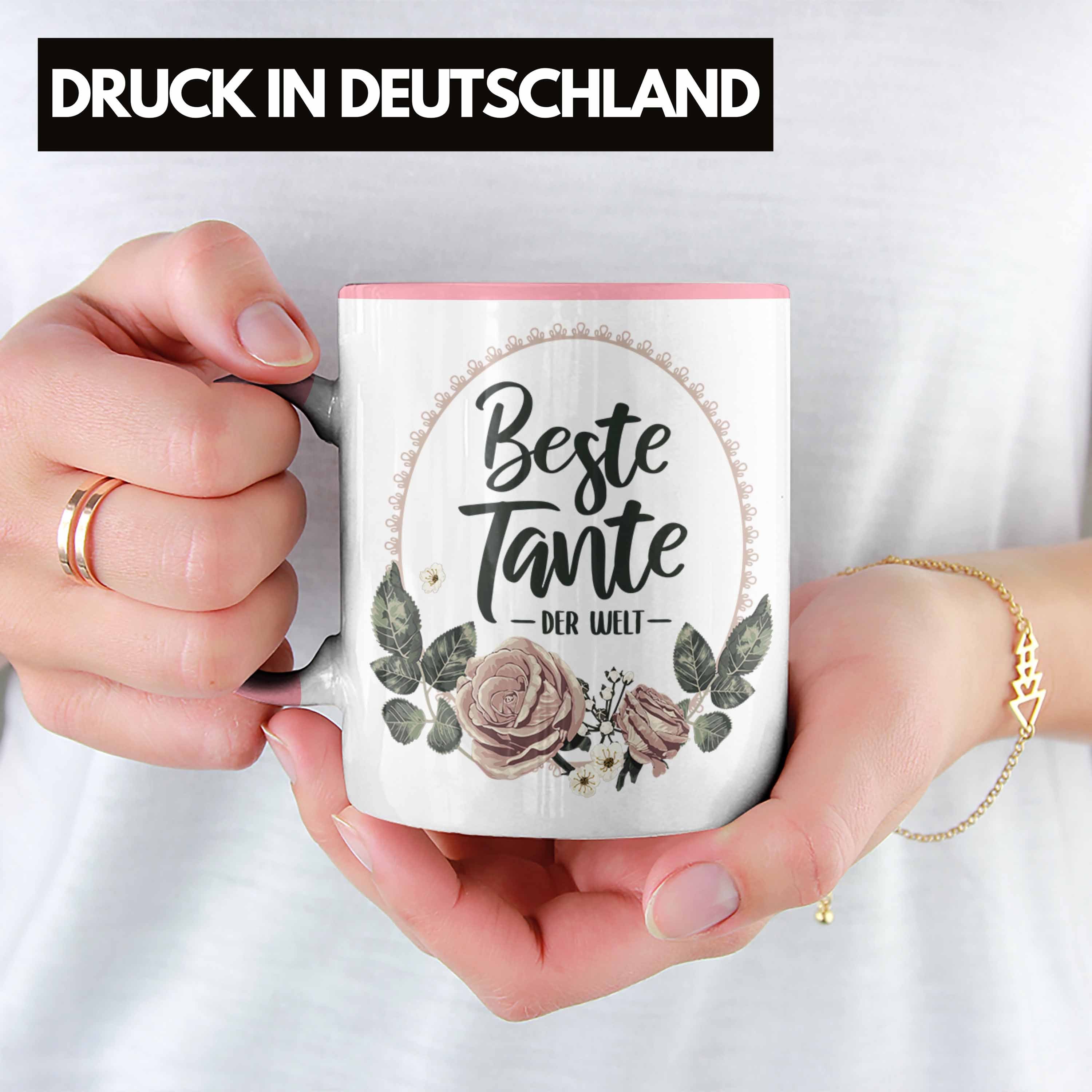 Trendation Tasse Trendation Tasse mit der Rosa Coole Tante Tante für - Spruch Beste Welt Kaffeetasse Geschenk