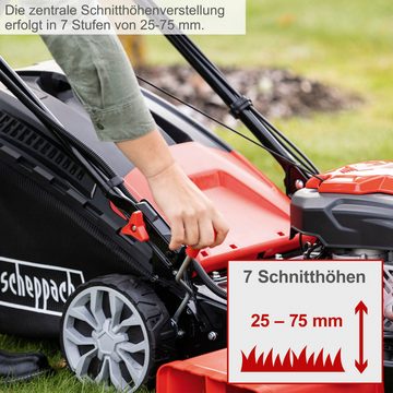 Scheppach Benzinrasenmäher MS225-56E, 56 cm Schnittbreite, Hybrid-Start-Benzin-Rasenmäher