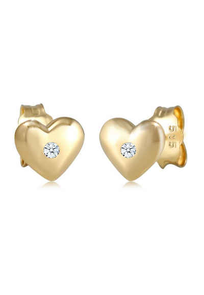 Elli DIAMONDS Paar Ohrstecker »Kinder Herz Diamant (0.03 ct) 585 Gelbgold«