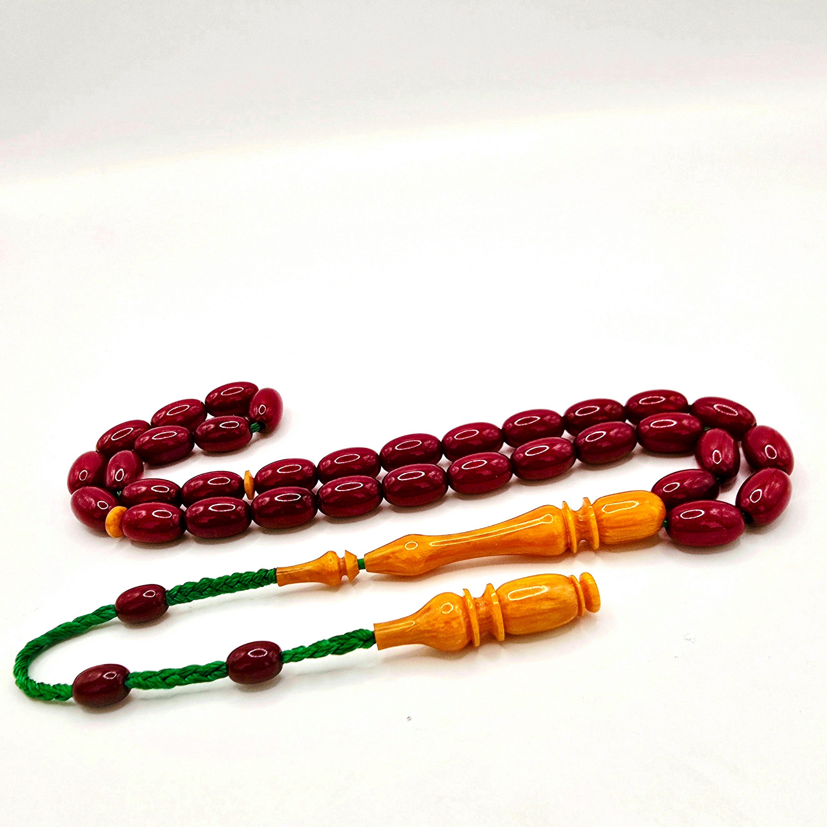 M-Punkt24 Kettenanhänger Tesbih Tespih Osmanli Benzetme (Emine Resvani inkl. Etui, Tasbeh, Tasbih, Misbah, Gebetskette), Visne, Sistem Püskül