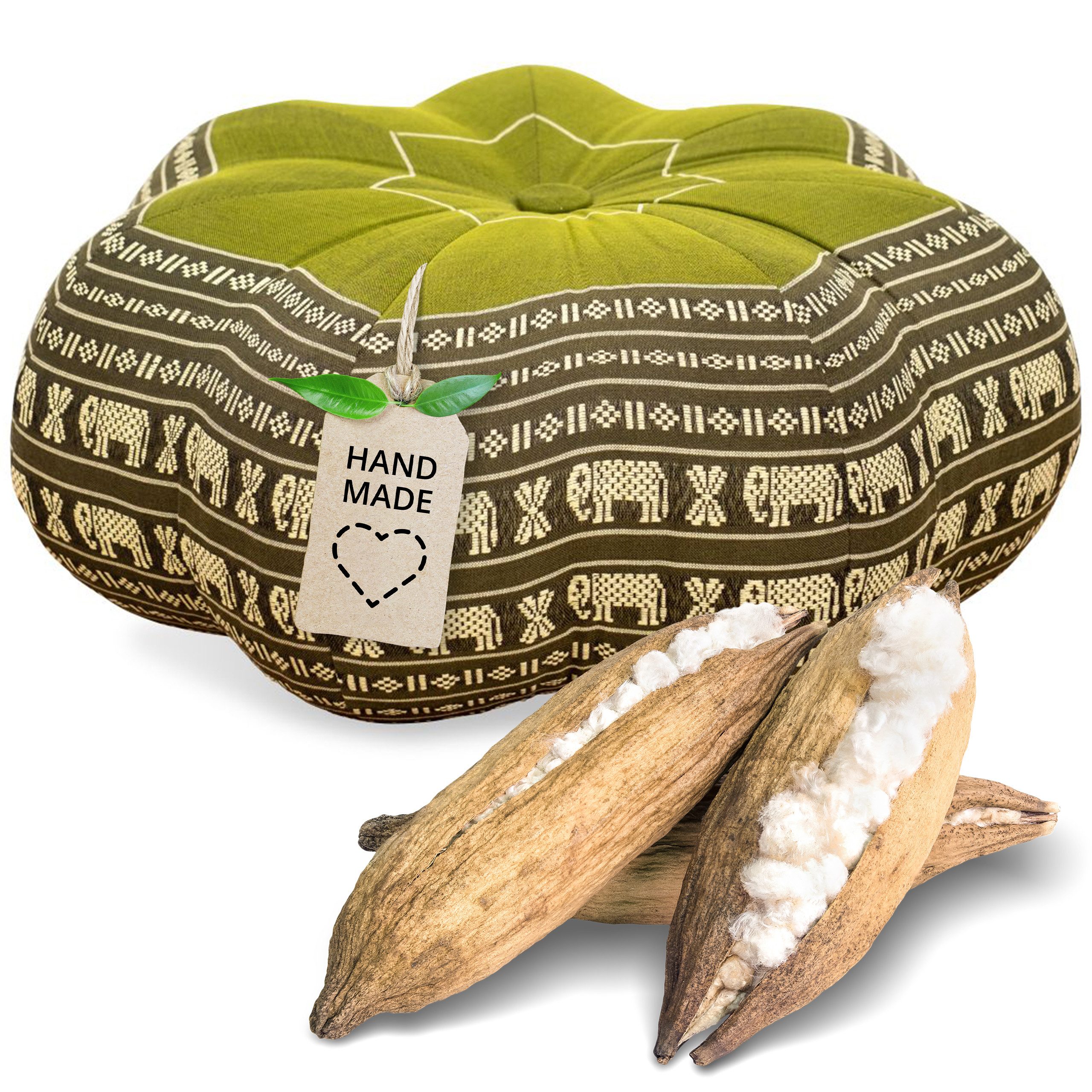 livasia Meditationskissen Zafukissen Stern groß, vegan und handgefertigt, Ø 40x20cm, Kapok
