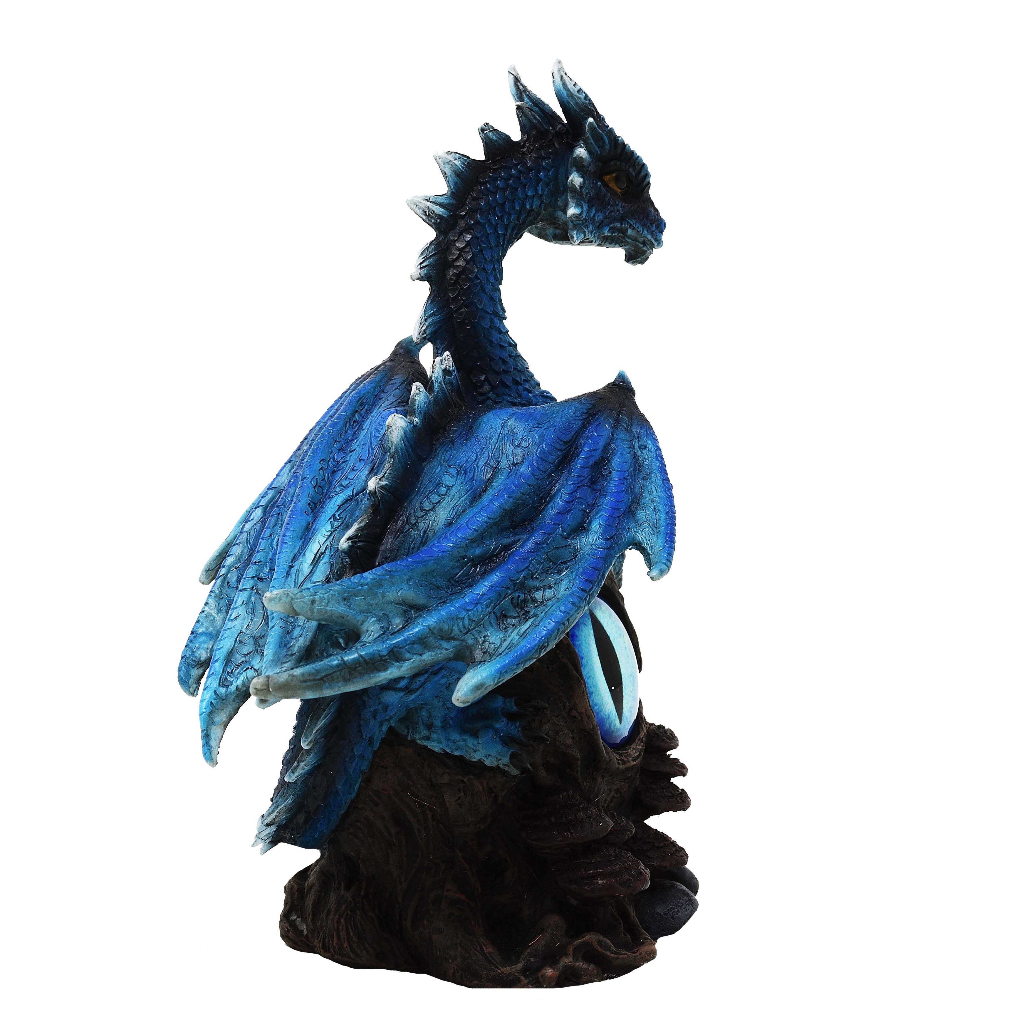 MystiCalls Dekofigur Blauer Drache mit Drachenauge - Drache Figur Beschütze günstig online kaufen