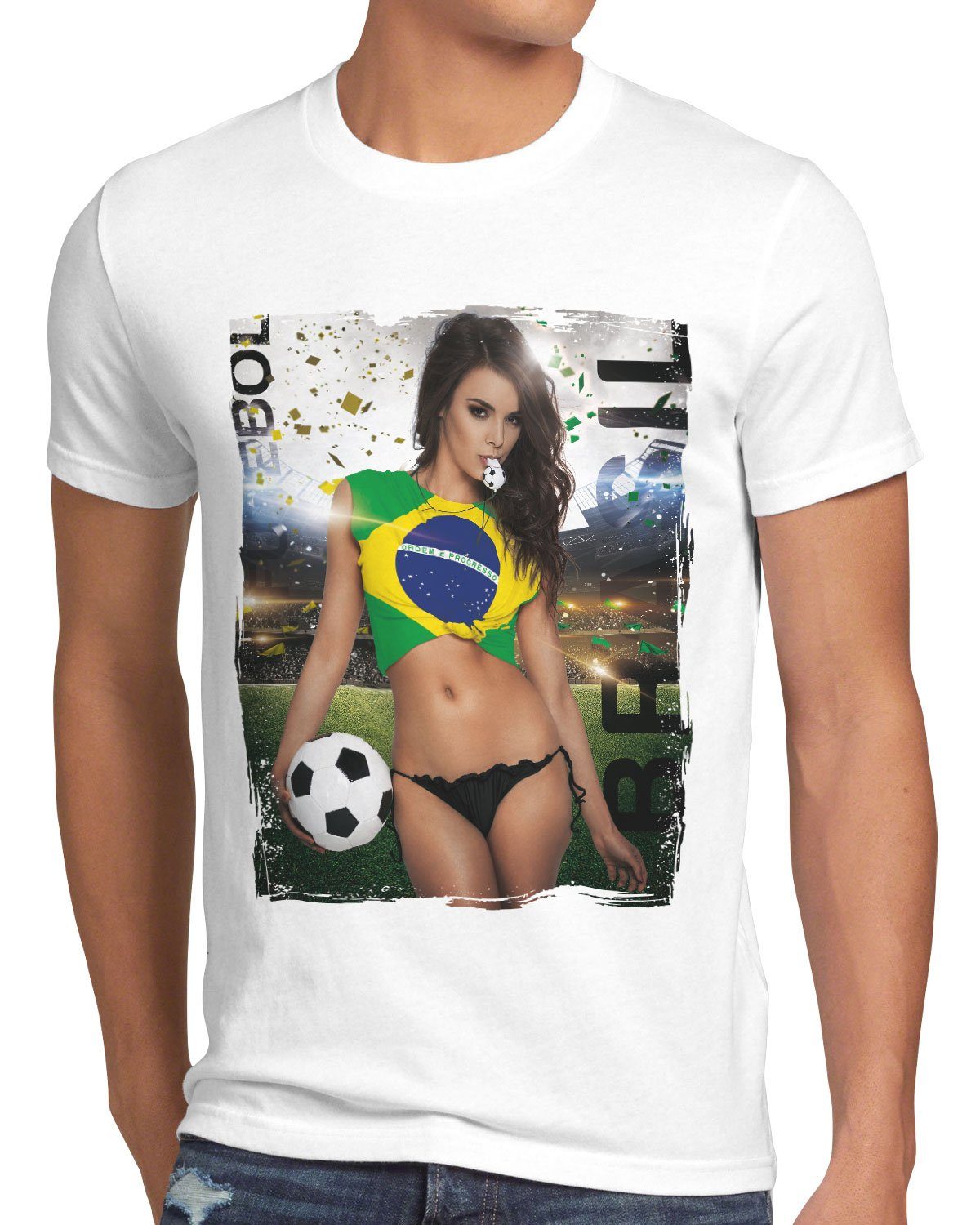 style3 Print-Shirt Herren T-Shirt EM 2022 Soccer Girl Deutschland Fußball Trikot Germany Weiss