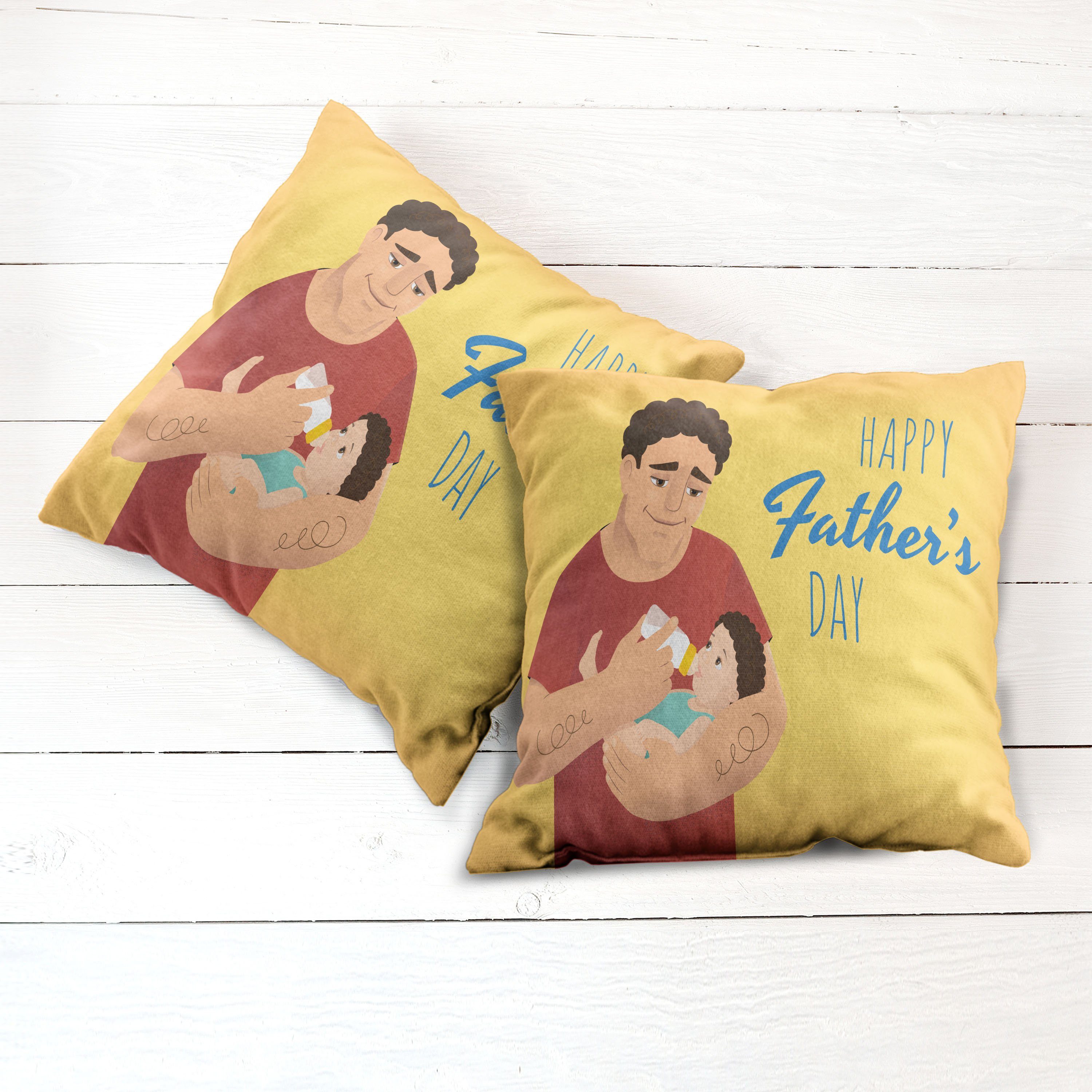 Kissenbezüge Modern Accent Doppelseitiger Digitaldruck, Vatertag (2 Man Abakuhaus Stück), Fütterung sein Kind