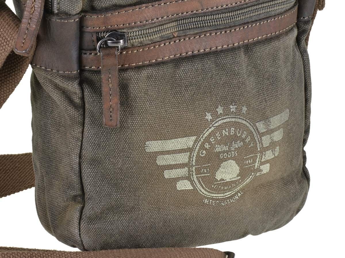 Greenburry Umhängetasche Aviator, used khaki Messengerbag, Herrentasche Schultertasche, Lederbesatz mit Look