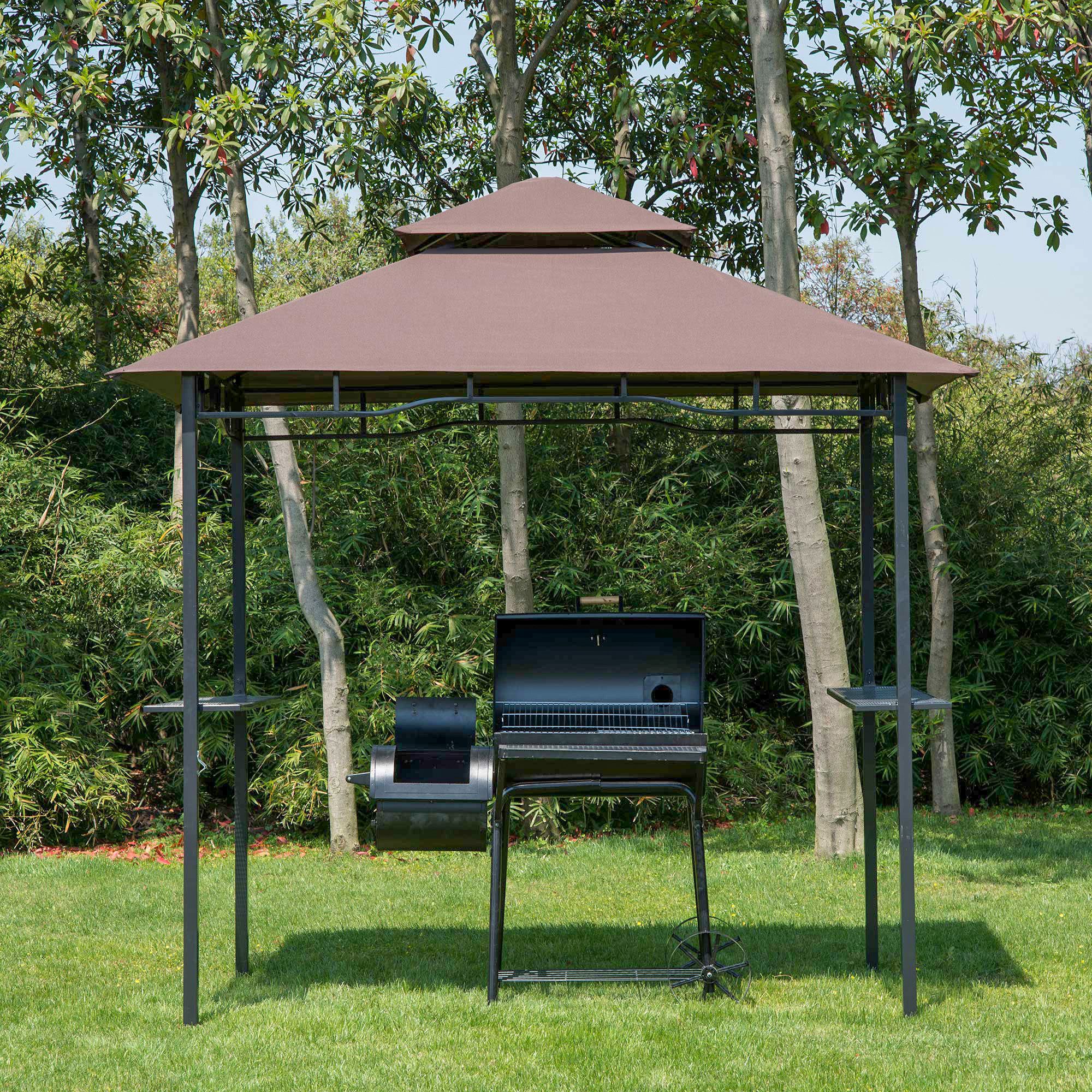 Outsunny Grillpavillon Balkonpavillon mit Ablagen Flammhemmendes günstig online kaufen