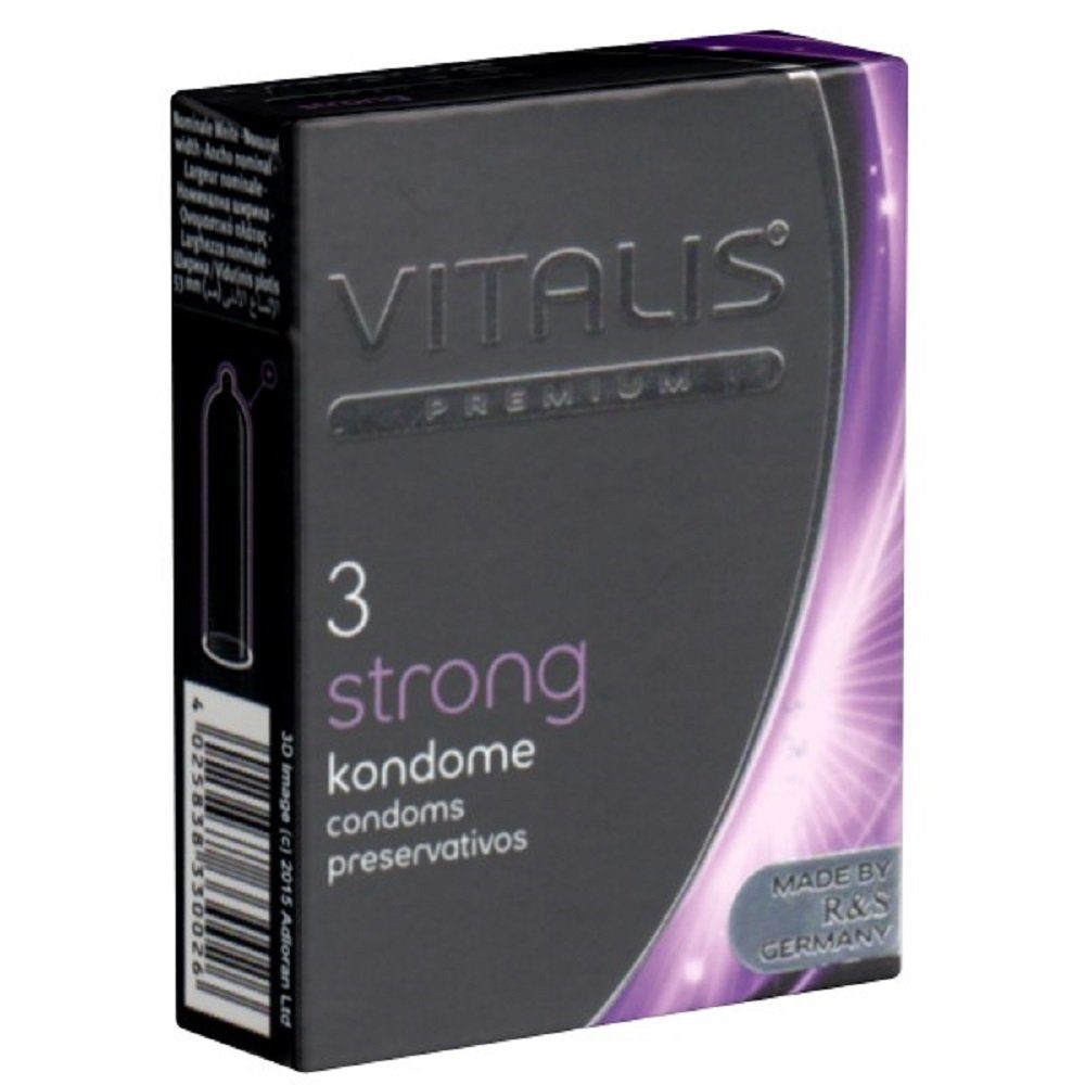VITALIS Kondome Vitalis PREMIUM «Strong» extra sichere Kondome Packung mit, 3 St., besonders starke Kondome, zuverlässig, sicher und angenehm im Gebrauch