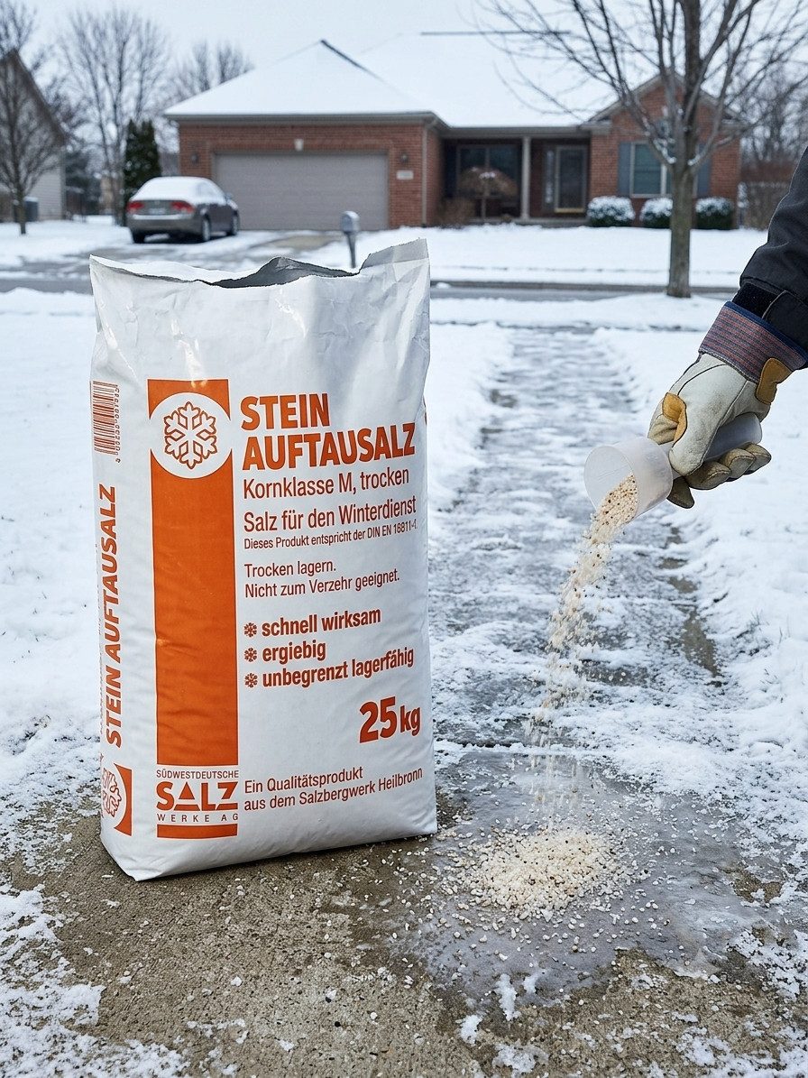 Südwestdeutsche Salzwerke AG Streuwagen Steinauftausalz 25 kg Kornklasse M trocken – Premium Streusalz