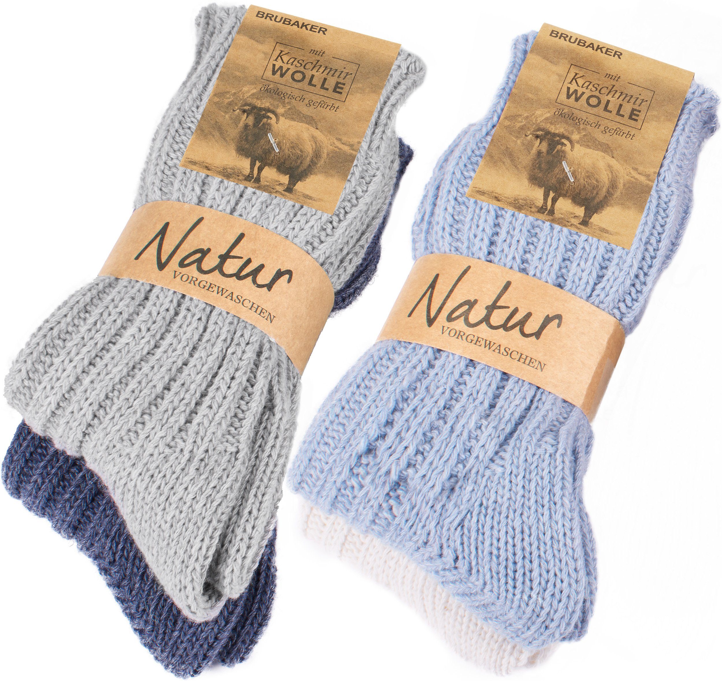 BRUBAKER Kuschelsocken warme Grobstrick Kaschmir-Socken (4-Paar, günstig online kaufen