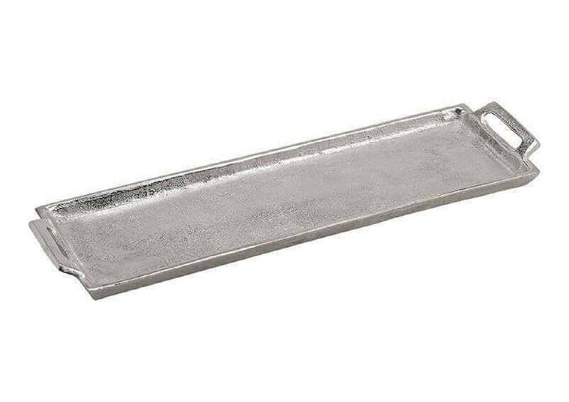 Meinposten Dekotablett Tablett Dekoteller silber Metall massiv Tischdeko Schale Dekoschale Dekotablett (1 St)