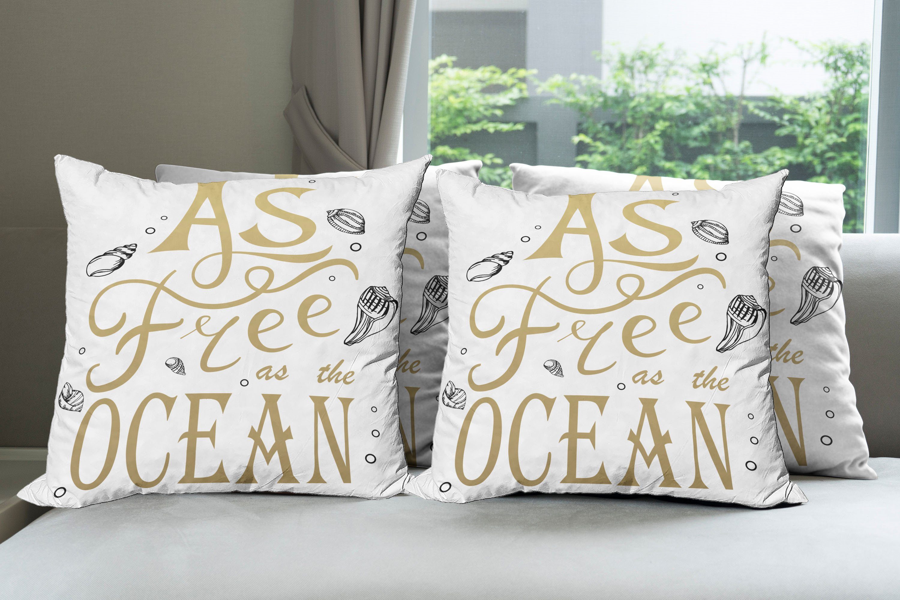 Abakuhaus Strand-Zitat Modern Ozean (4 Digitaldruck, Stück), Kissenbezüge Frei wie Accent der Doppelseitiger