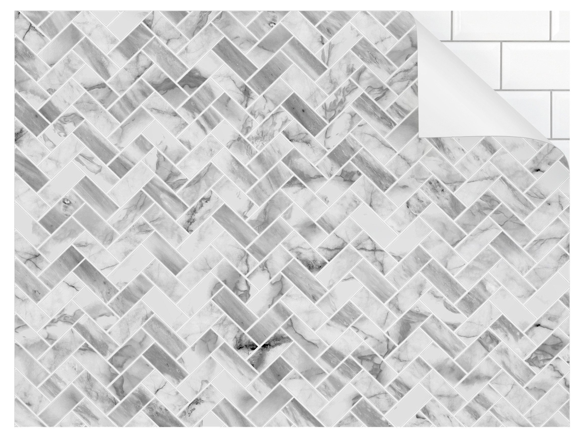 Bilderdepot24 Küchenrückwand selbstklebend weiss mit Motiv, (1-tlg., Nischenrückwand - für Fliesenspiegel ohne Bohren - glänzend), Nischenrückwand Fliesenoptik fugenlos Wandpaneel Küche Herd