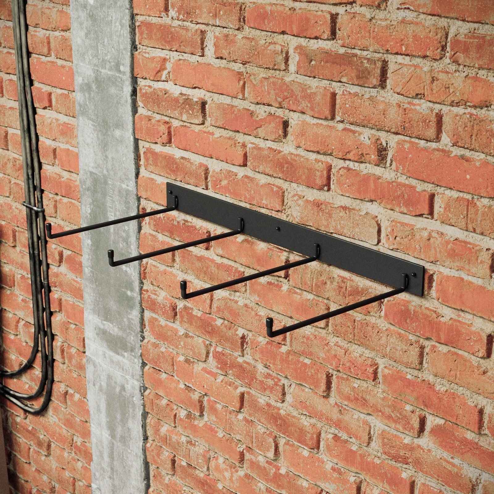QLS Wandhalterung Halterung aus Stahl für Gartenstühle Doppelt, (Schwarz Aufbewahrung Wandhaken zum Anschrauben Gerätehalter)