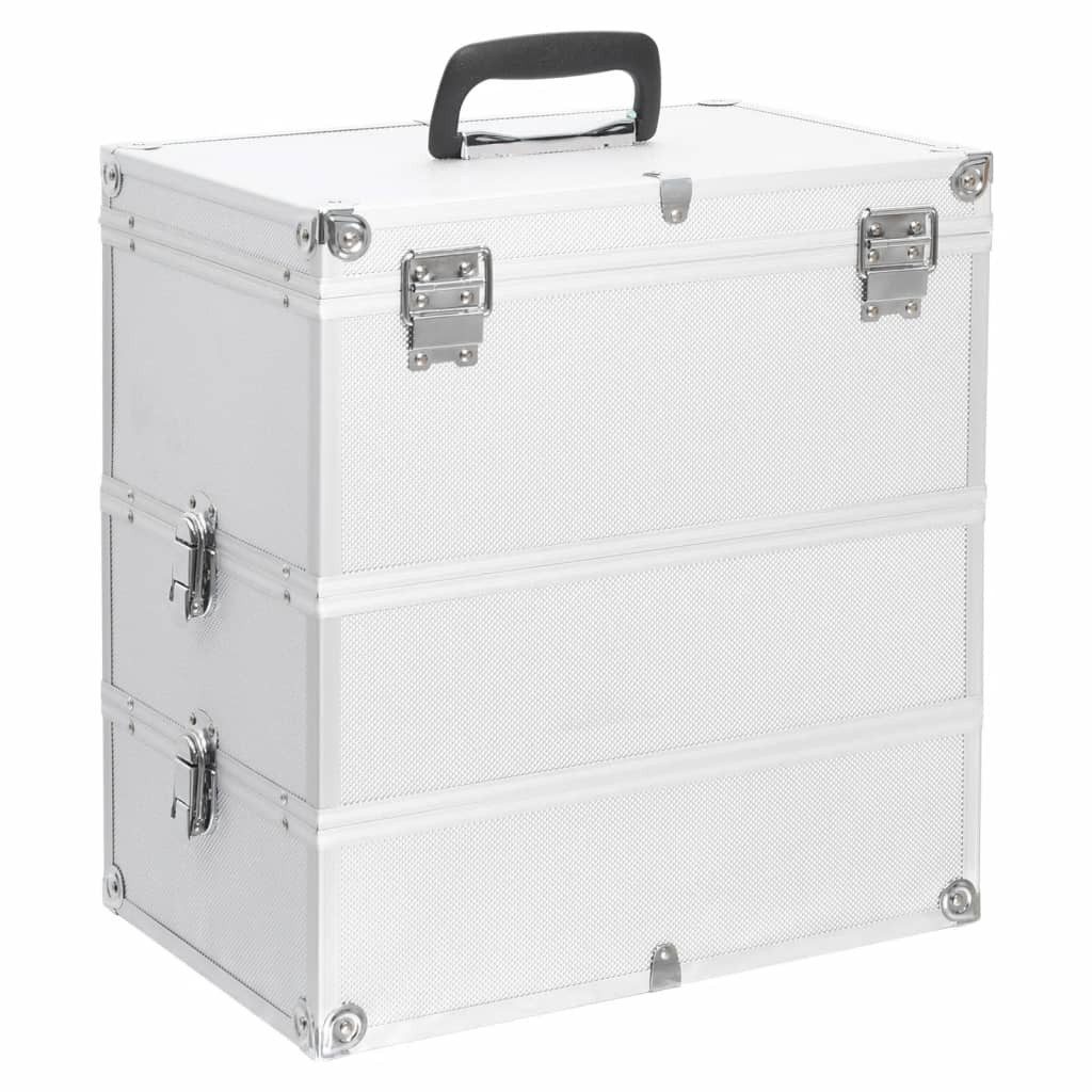 vidaXL Kosmetikkoffer, Schminkkoffer 37x24x40 cm Silbern Aluminium